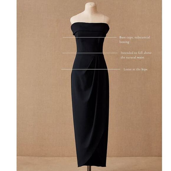 New Anthropologie BHLDN Thompson Dress Off-The-Shoulder SIZE 6 Black - Picture 4 of 8